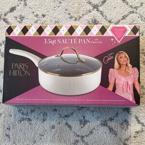 Paris Hilton White Sauté Pan with Gold Accents